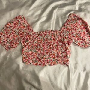Preppy Floral Shein Top (Size XS)